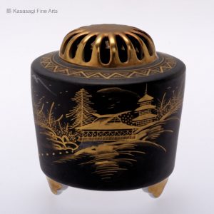 Antique Satsuma Black And Gold Koro